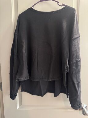 We The Free Charcoal Black Boxy Pullover Sweatshirt
